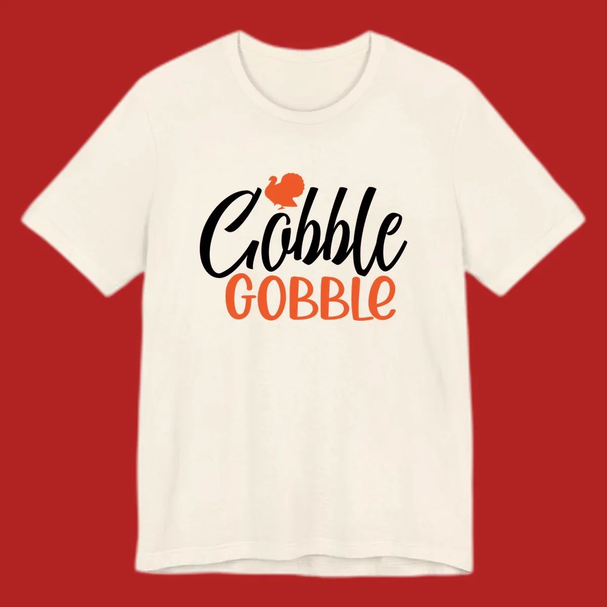Thanksgiving Gobble Gobble text with a turkey illustration.
