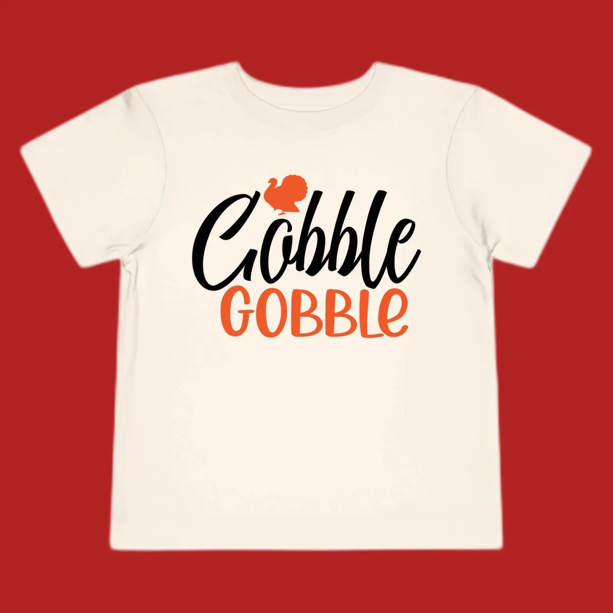 Thanksgiving Gobble Gobble text with a turkey illustration.