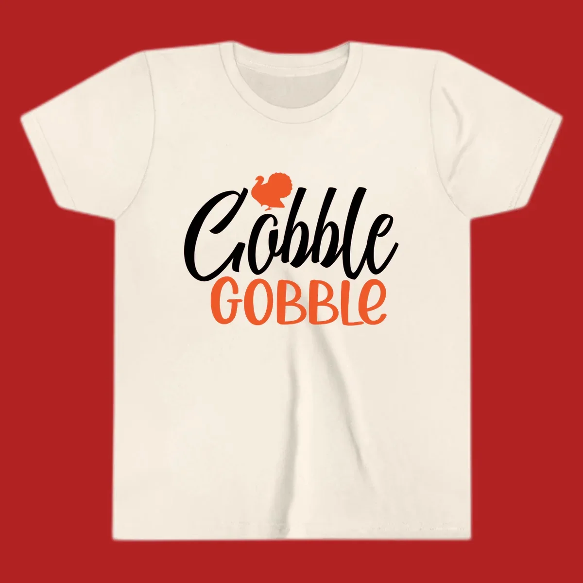 Thanksgiving Gobble Gobble text with a turkey illustration.
