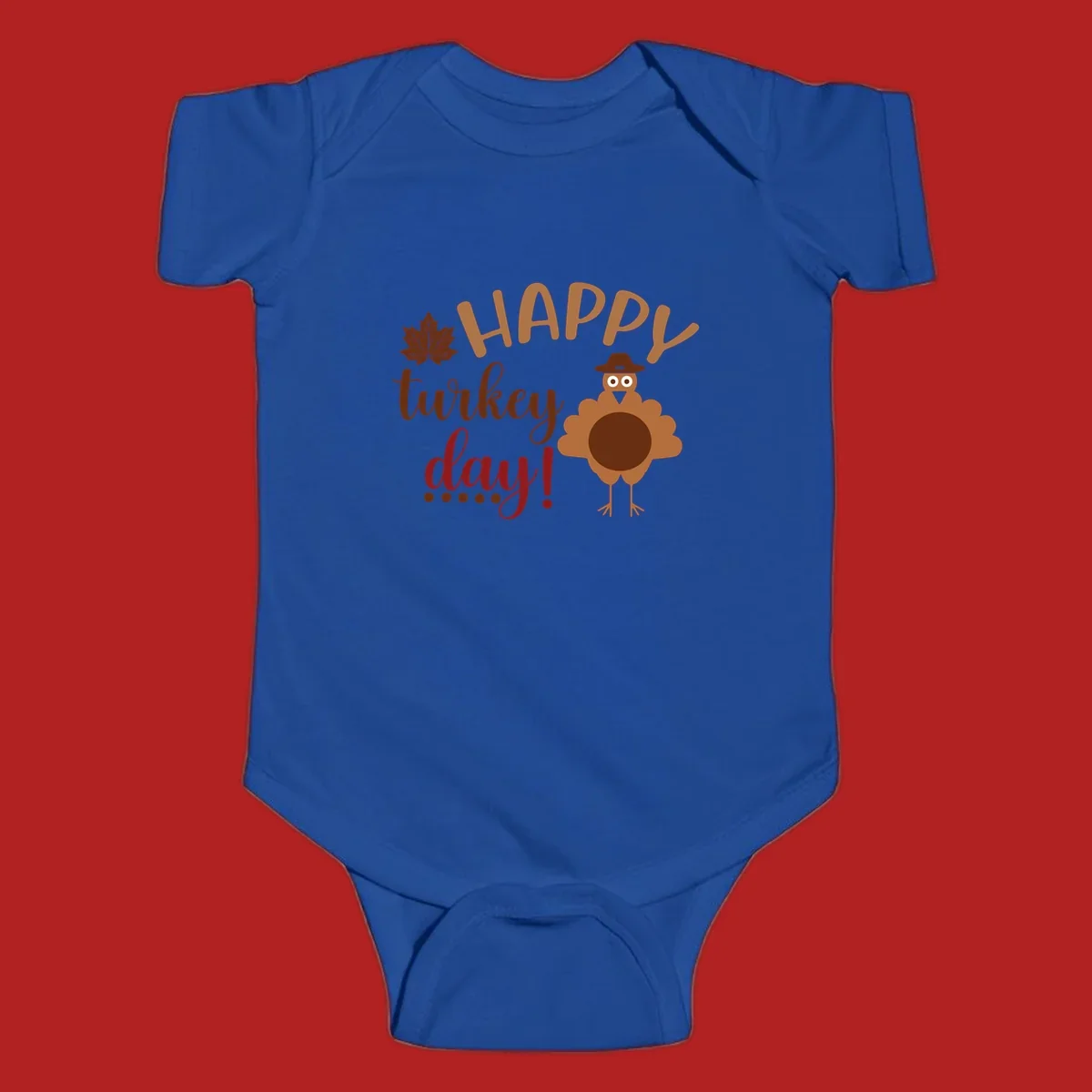 Happy Turkey Day text with a cartoon turkey illustration. Thanksgiving graphic.