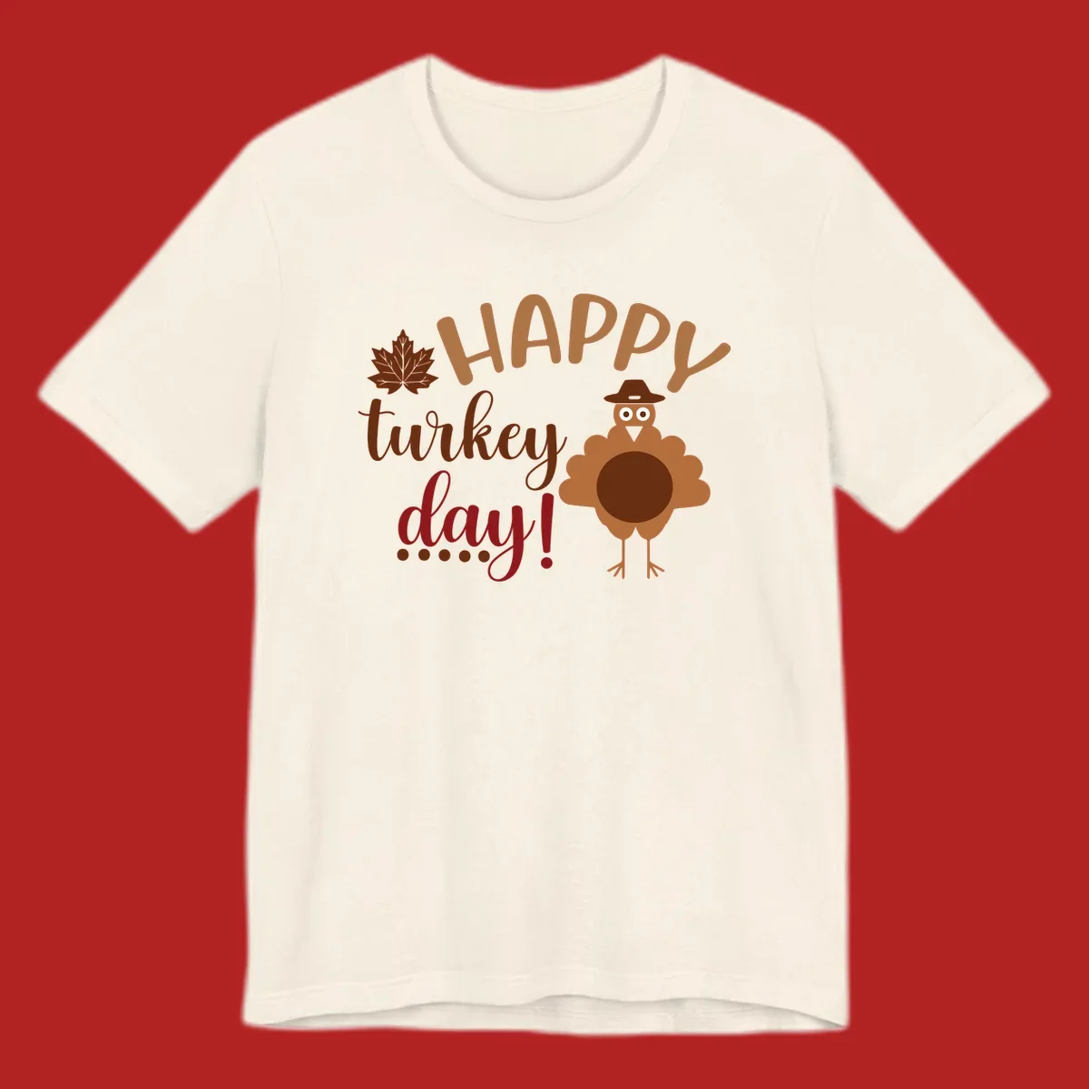 Happy Turkey Day text with a cartoon turkey illustration. Thanksgiving graphic.