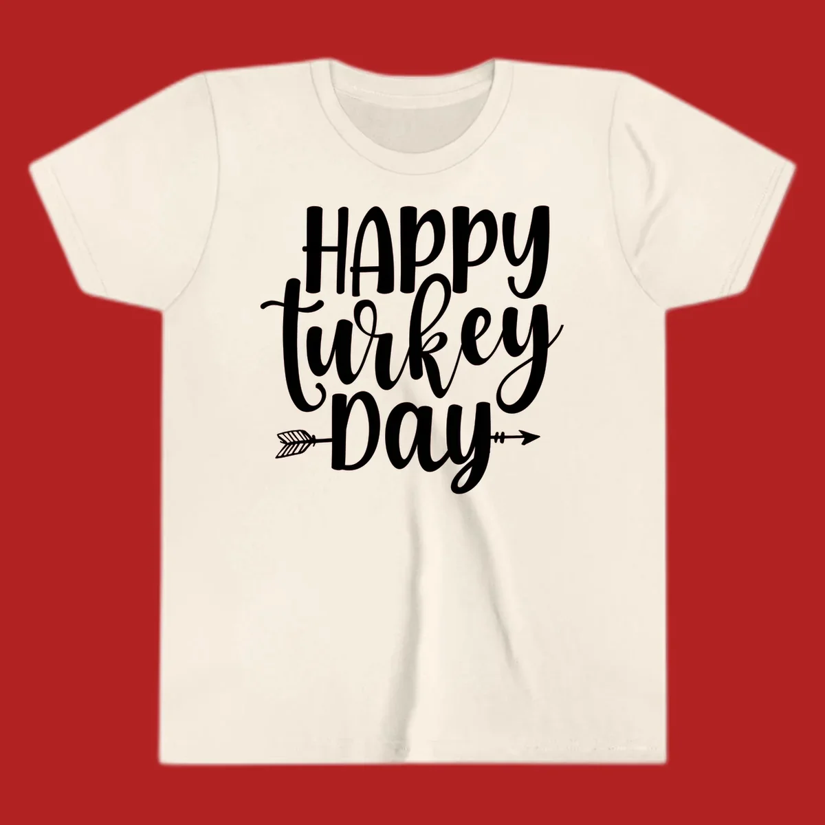 Happy Turkey Day text with arrow graphics, suitable for Thanksgiving.
