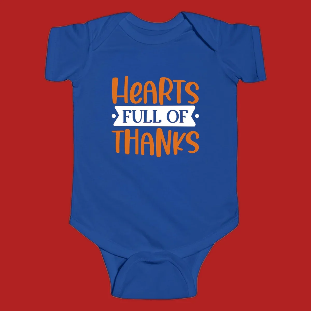Hearts Full Of Thanks Thanksgiving typography design.