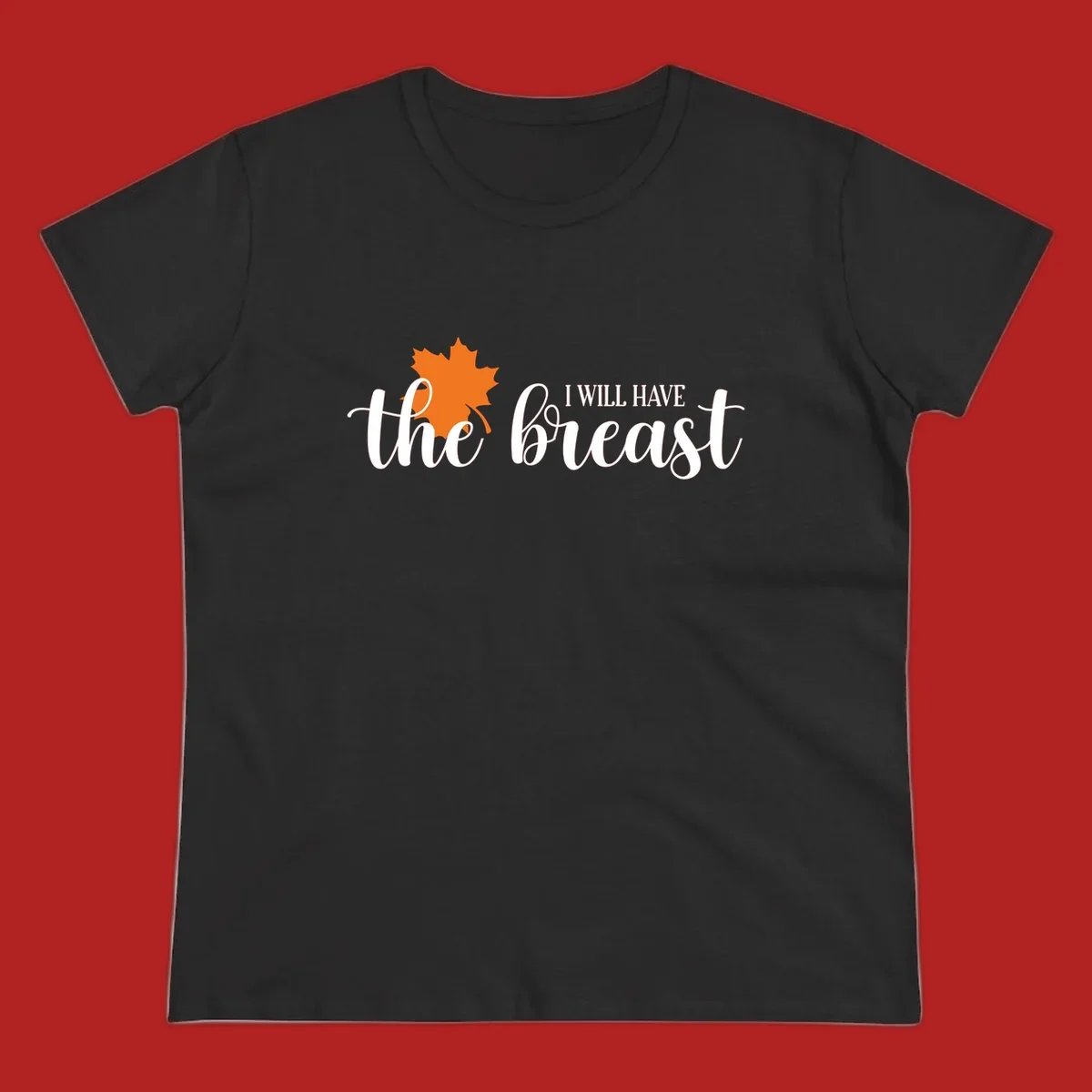Fall breast cancer awareness maple leaf text design.