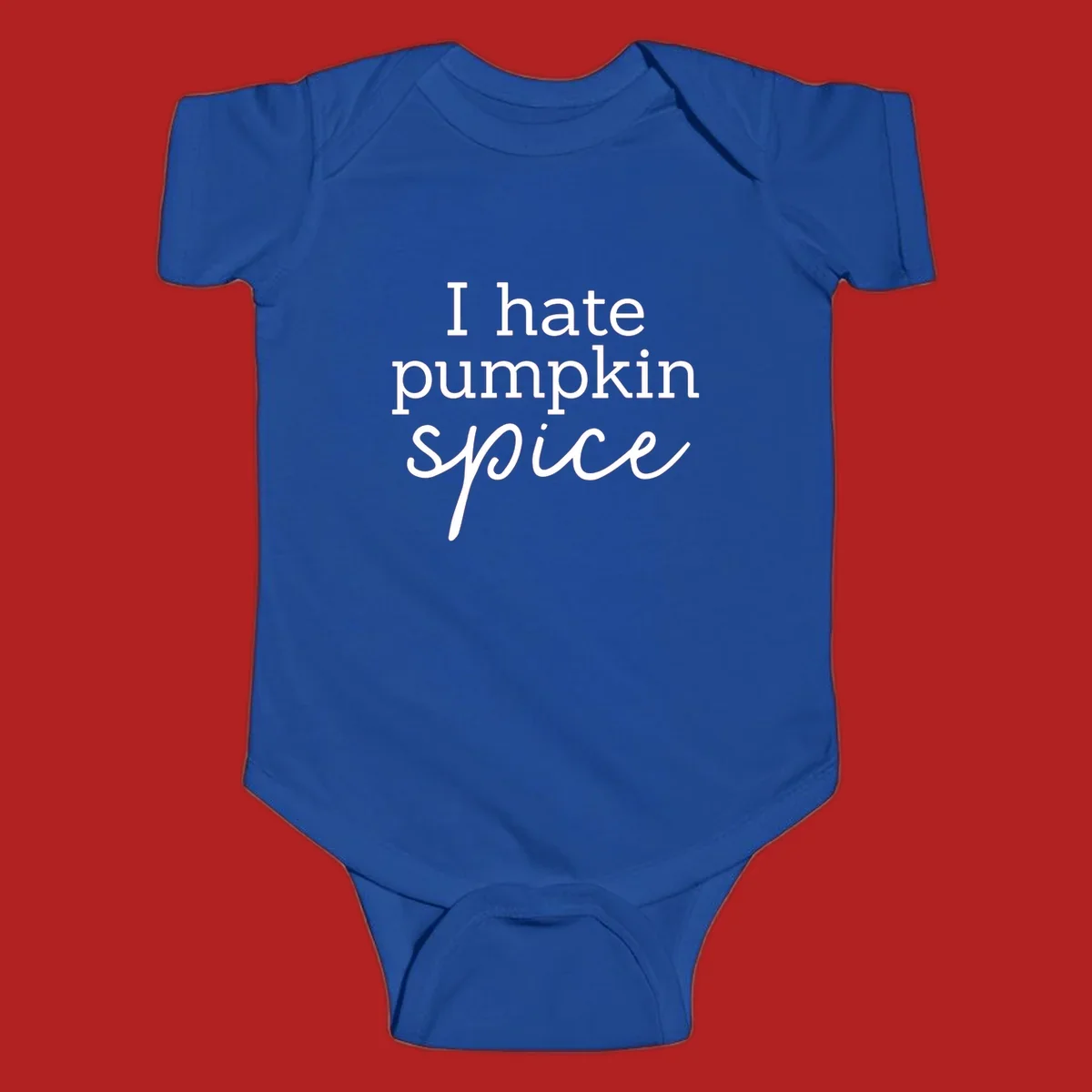 Anti-pumpkin-spice text design with 'I hate pumpkin spice' in serif and script fonts.