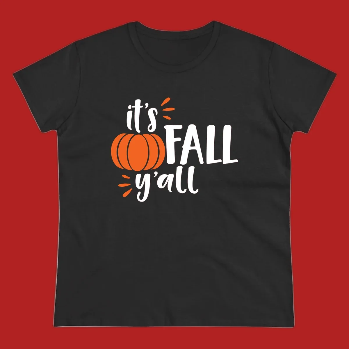 Fall y'all pumpkin graphic design with text and autumn accents.