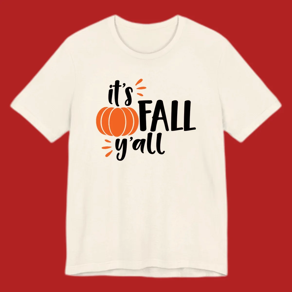 Fall y'all pumpkin graphic design with text and autumn accents.
