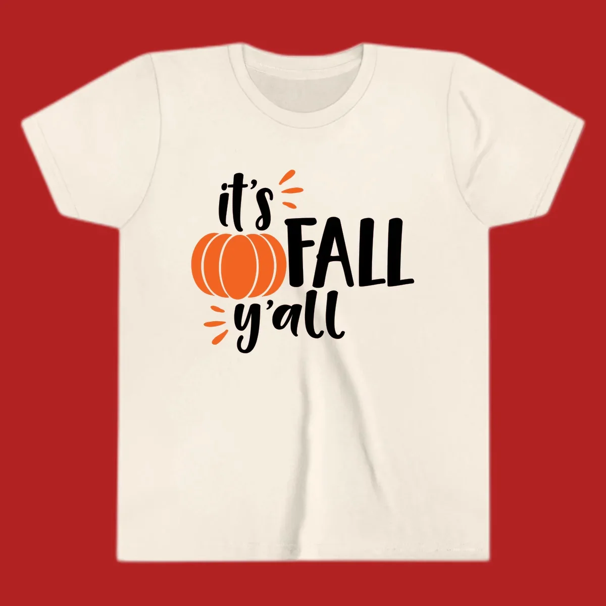 Fall y'all pumpkin graphic design with text and autumn accents.
