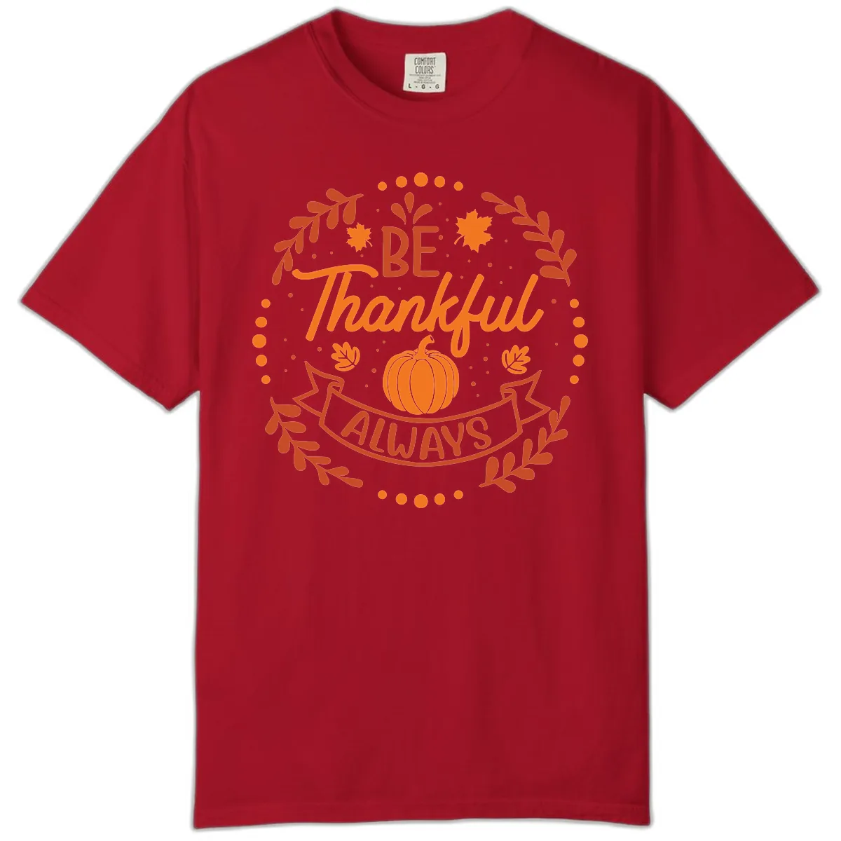 Be Thankful Always Pumpkin Design Comfort Color in Red
