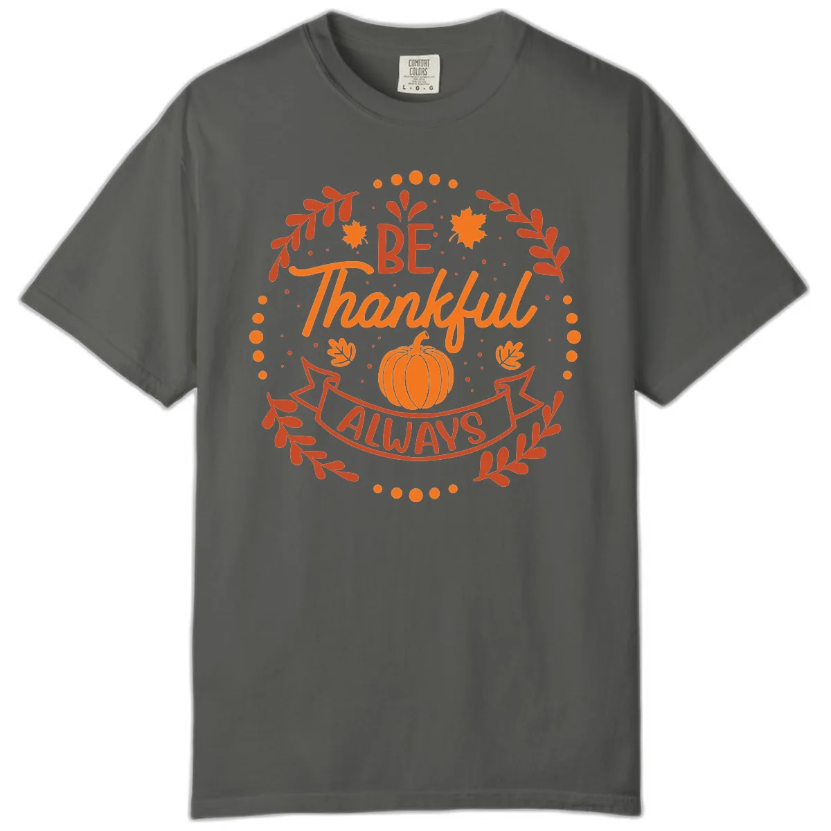 Be Thankful Always Pumpkin Design Comfort Color in Pepper