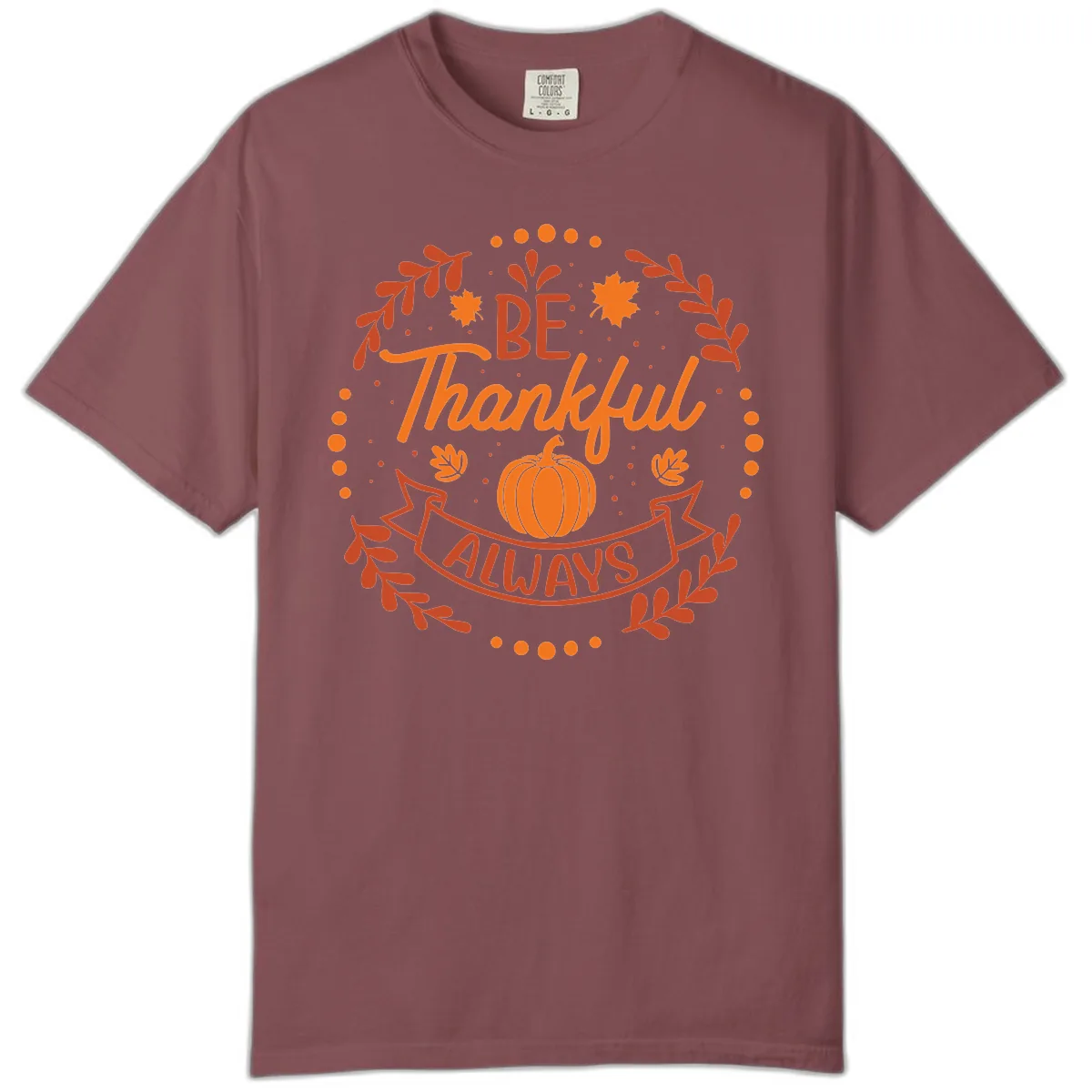 Be Thankful Always Pumpkin Design Comfort Color in Brick