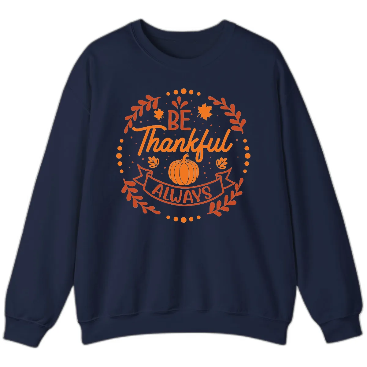 Be Thankful Always Pumpkin Design Sweatshirt in Navy