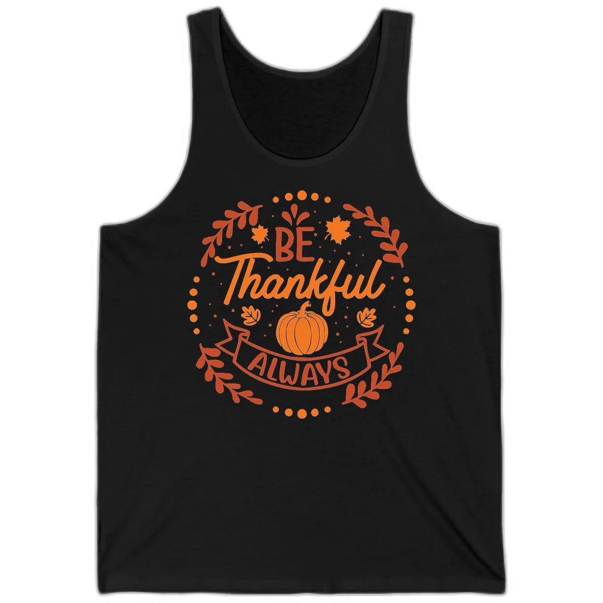 Be Thankful Always Pumpkin Design Tank in Black