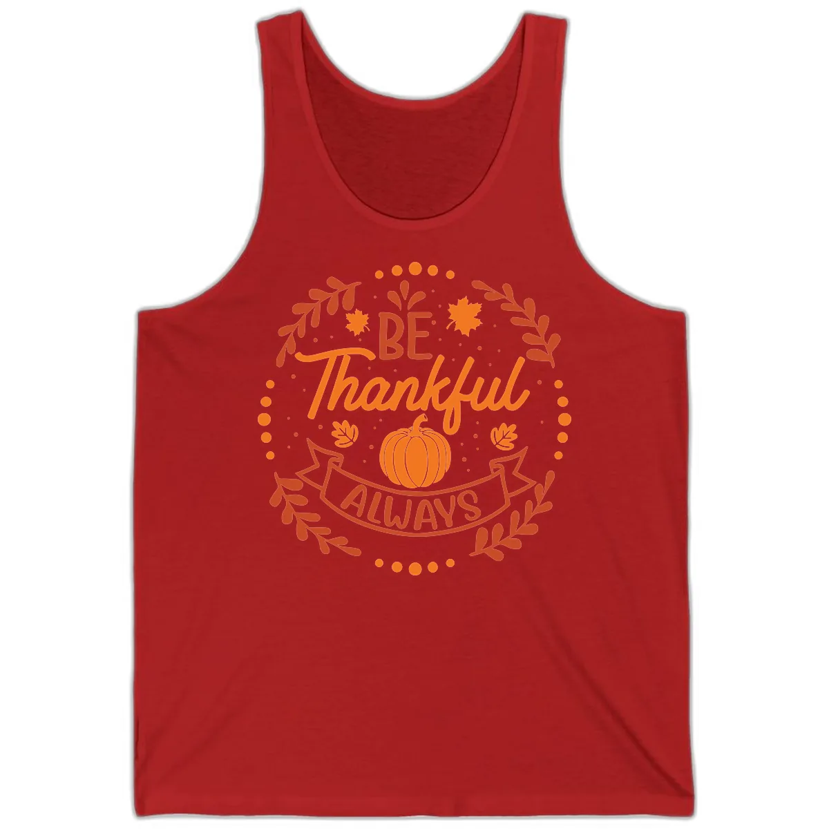 Be Thankful Always Pumpkin Design Tank in Red