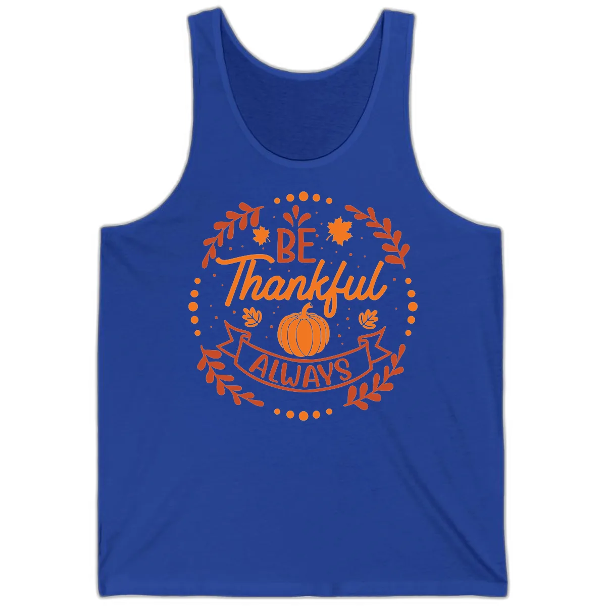 Be Thankful Always Pumpkin Design Tank in True Royal