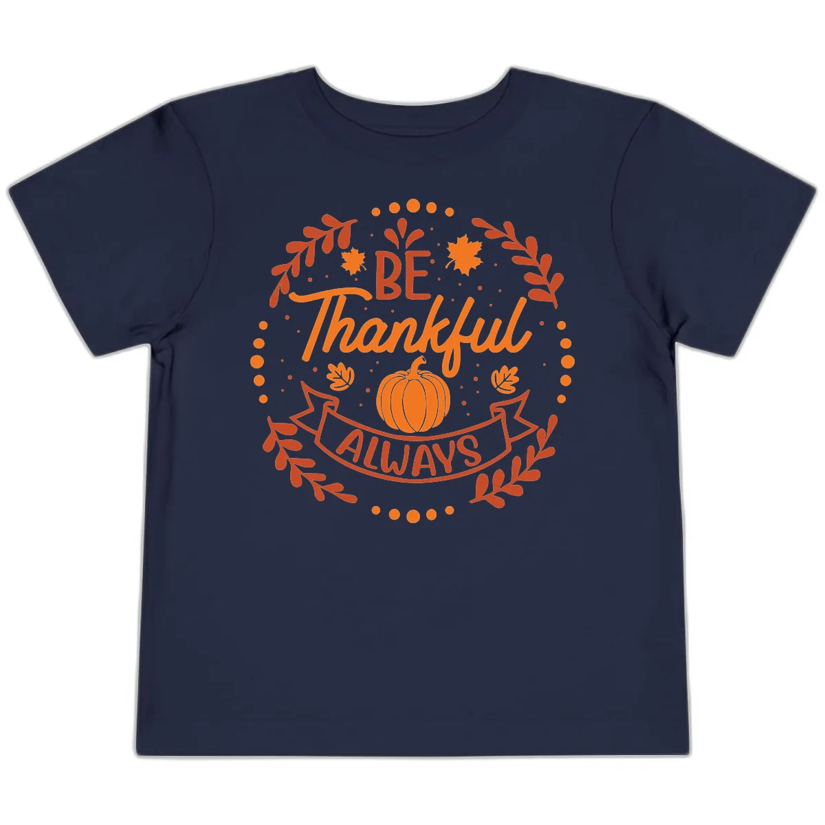 Be Thankful Always Pumpkin Design Toddler T-Shirt in Navy