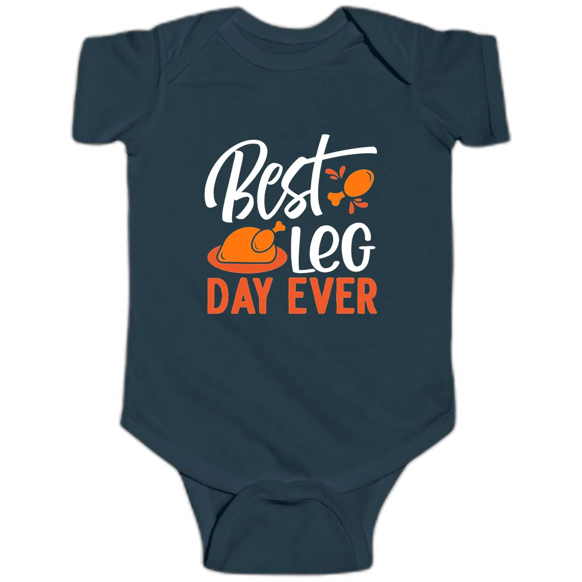 Best Leg Day Ever Thanksgiving Turkey Baby Onesie in Navy