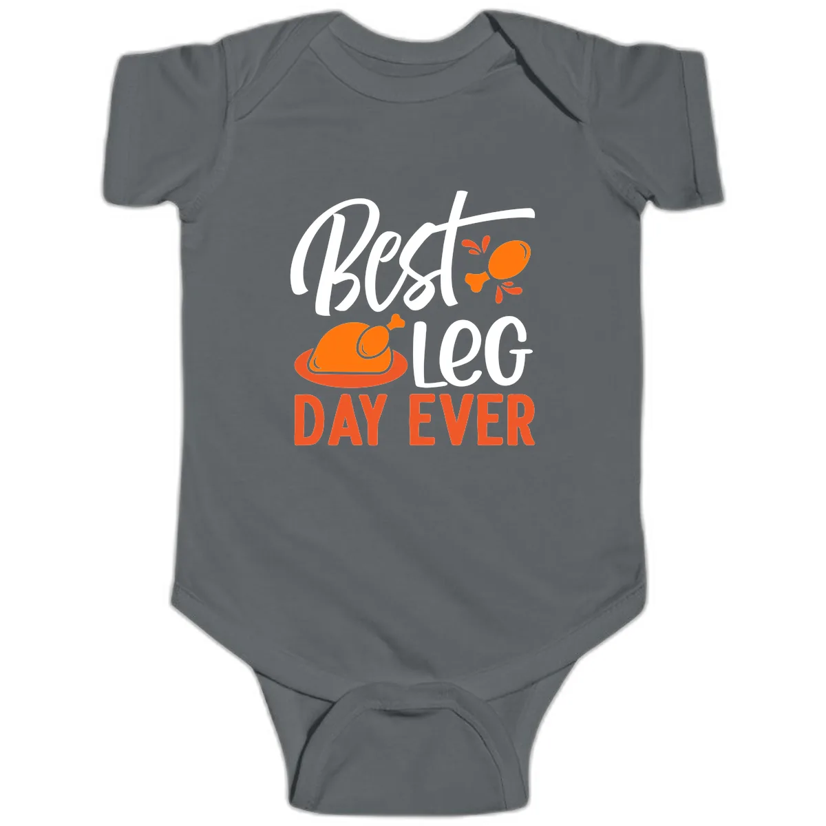 Best Leg Day Ever Thanksgiving Turkey Baby Onesie in Charcoal