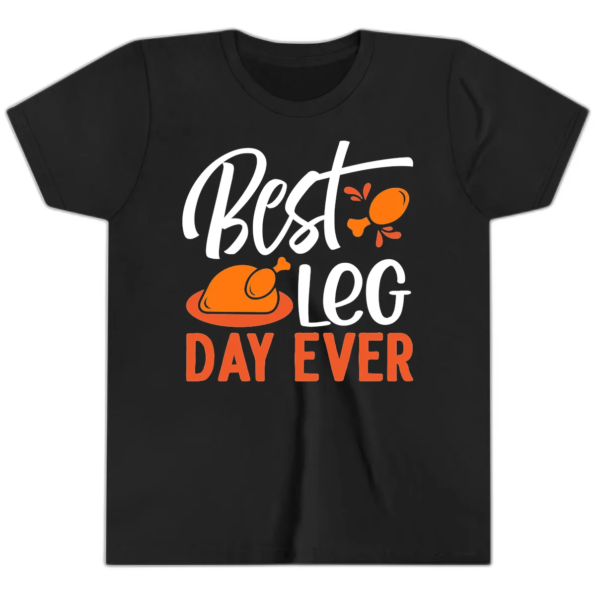 Best Leg Day Ever Thanksgiving Turkey Youth T-Shirt in Black