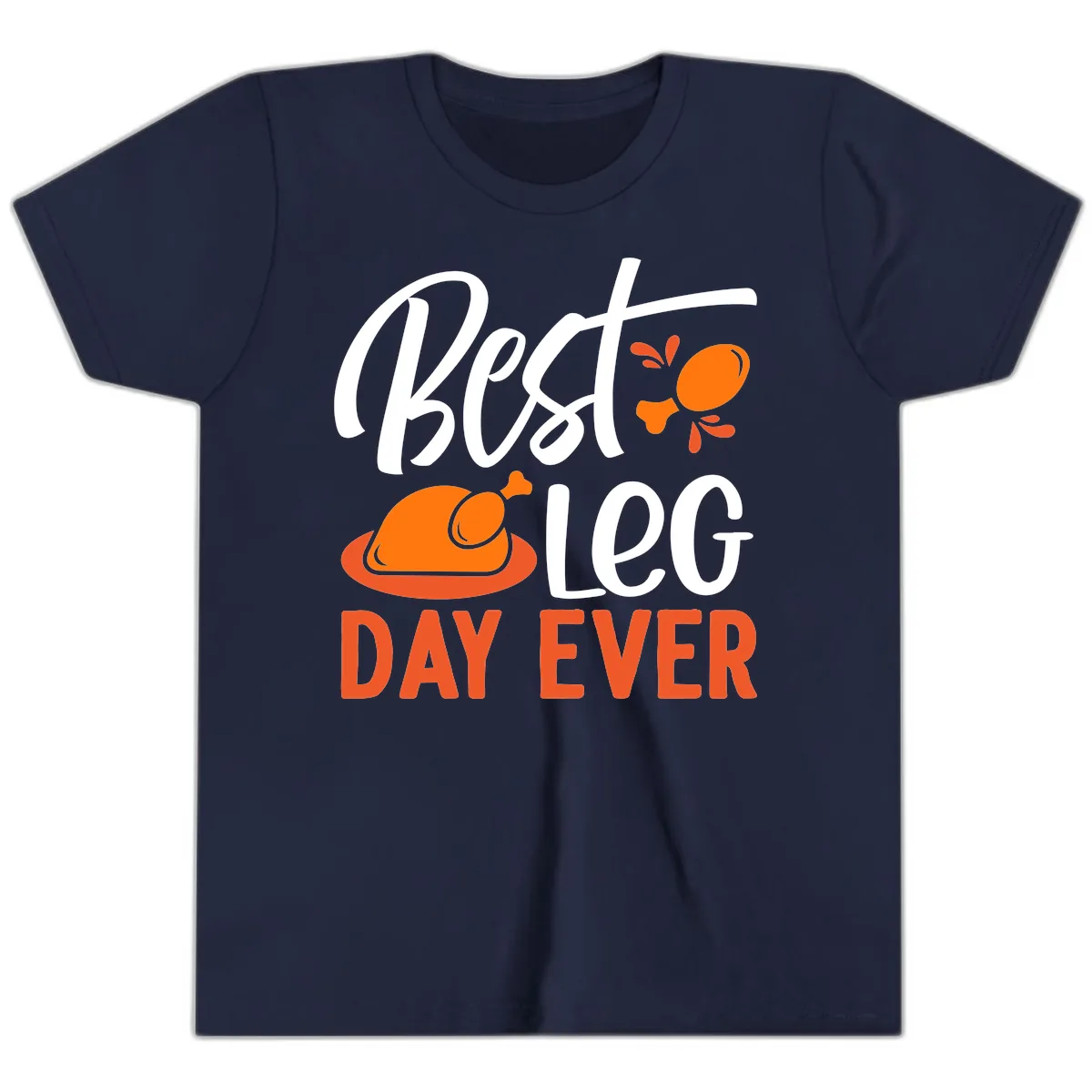 Best Leg Day Ever Thanksgiving Turkey Youth T-Shirt in Navy