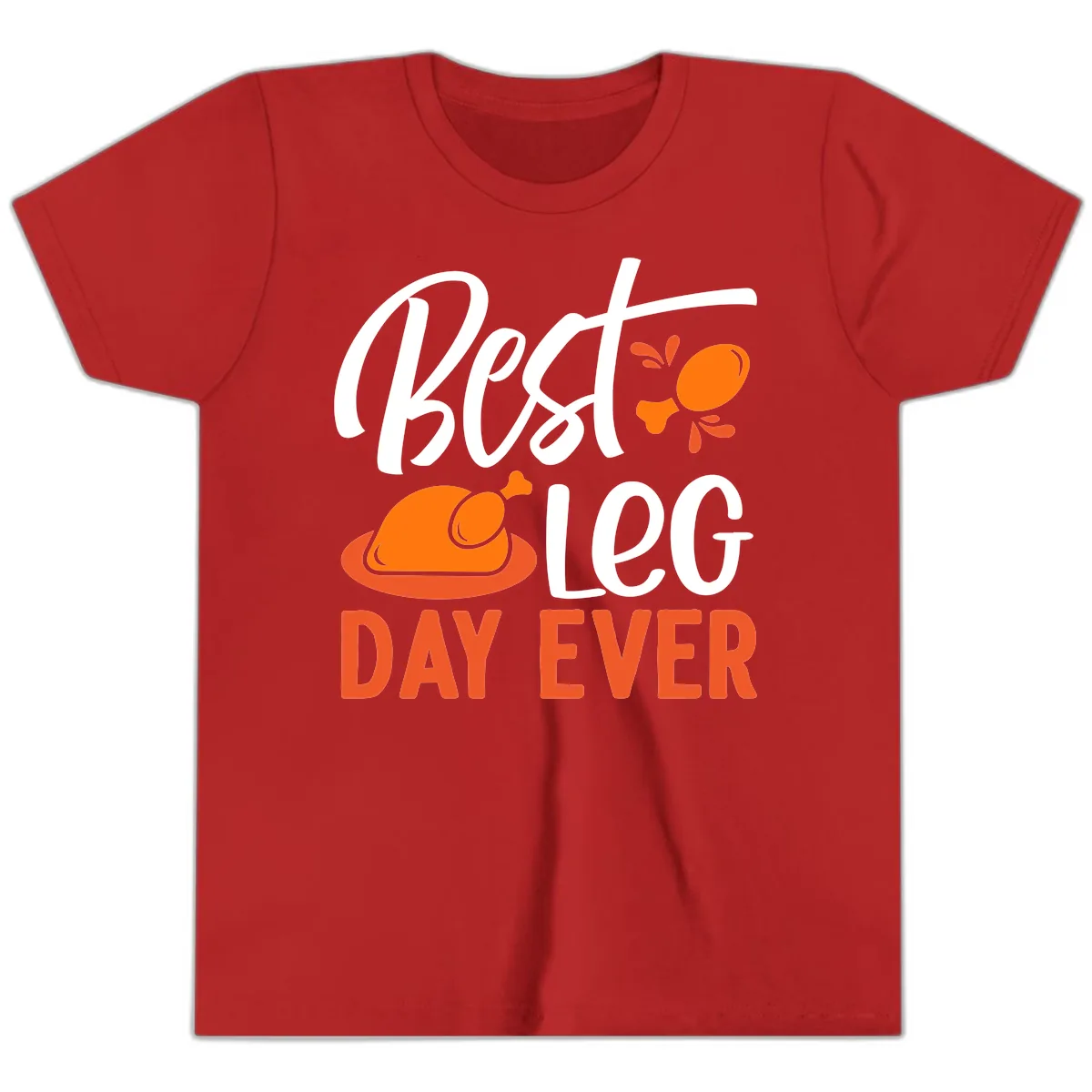 Best Leg Day Ever Thanksgiving Turkey Youth T-Shirt in Red