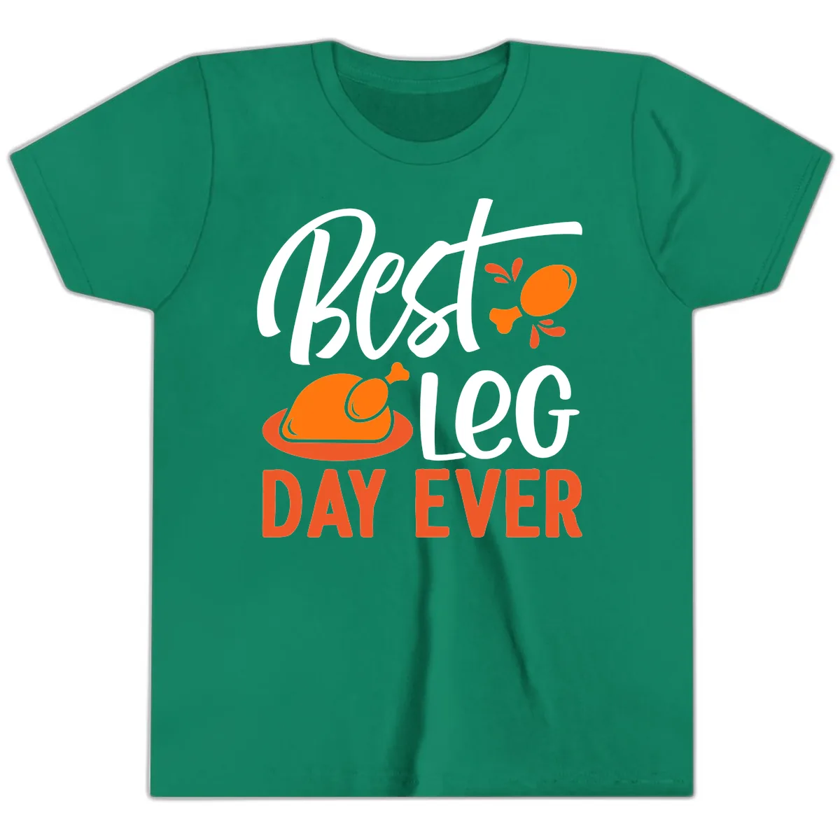 Best Leg Day Ever Thanksgiving Turkey Youth T-Shirt in Kelly