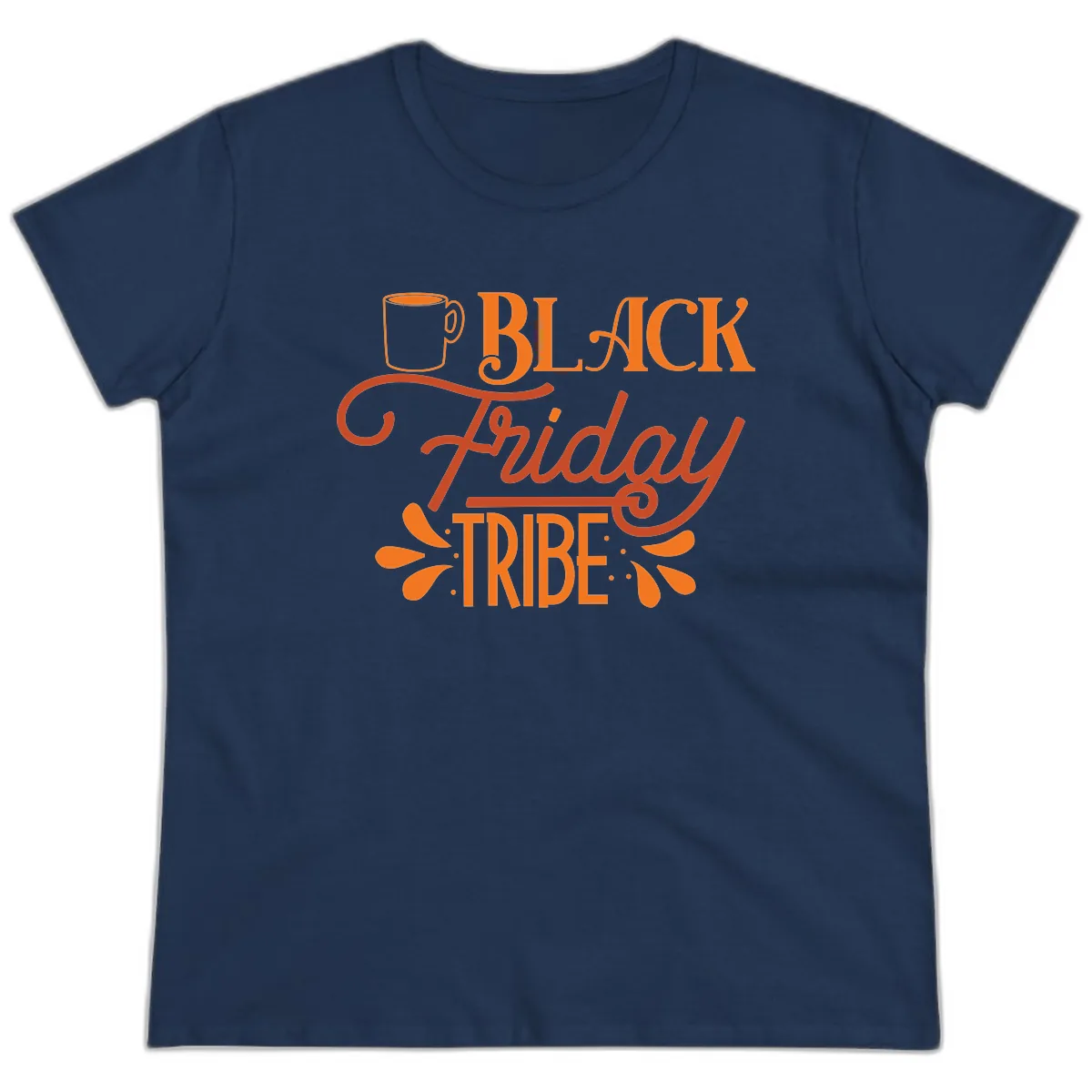 Black Friday Tribe Coffee Mug Design Ladies Tee in Navy