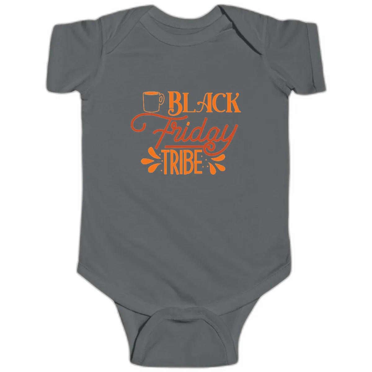 Black Friday Tribe Coffee Mug Design Baby Onesie in Charcoal