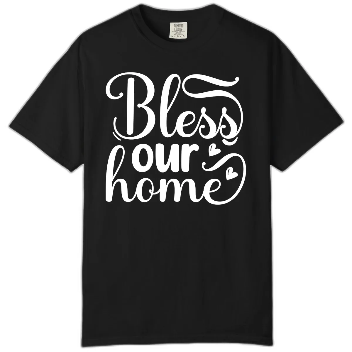 Bless Our Home Script Typography Comfort Color in Black