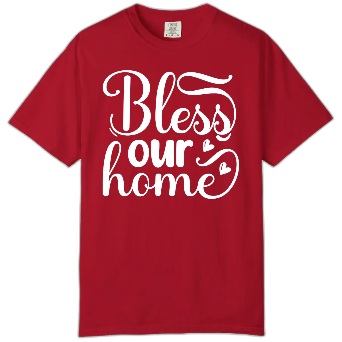 Bless Our Home Script Typography Comfort Color in Red