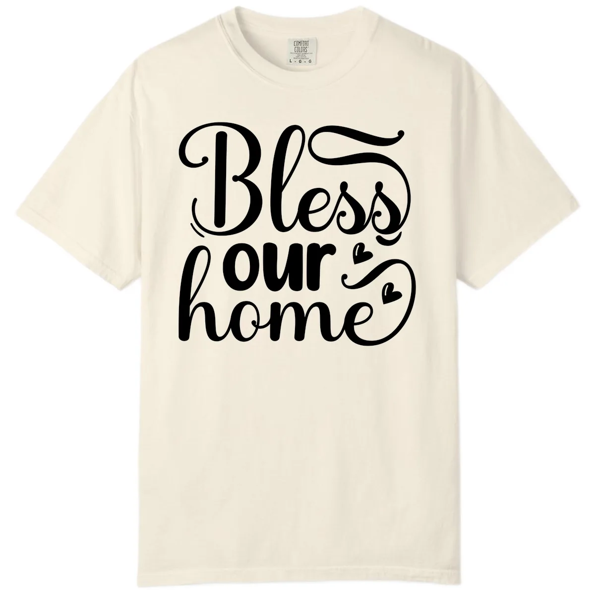 Bless Our Home Script Typography Comfort Color in Ivory