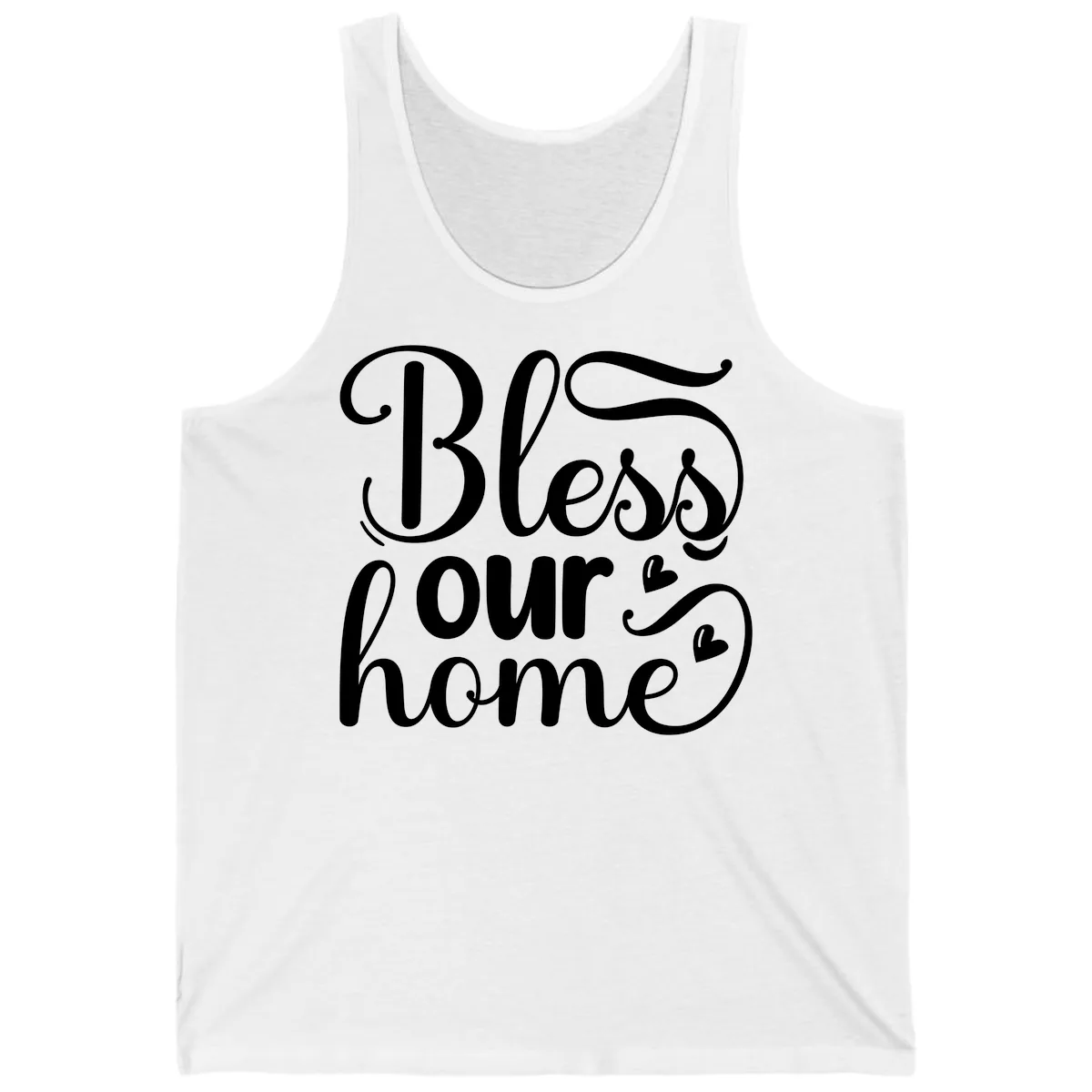 Bless Our Home Script Typography Tank in White