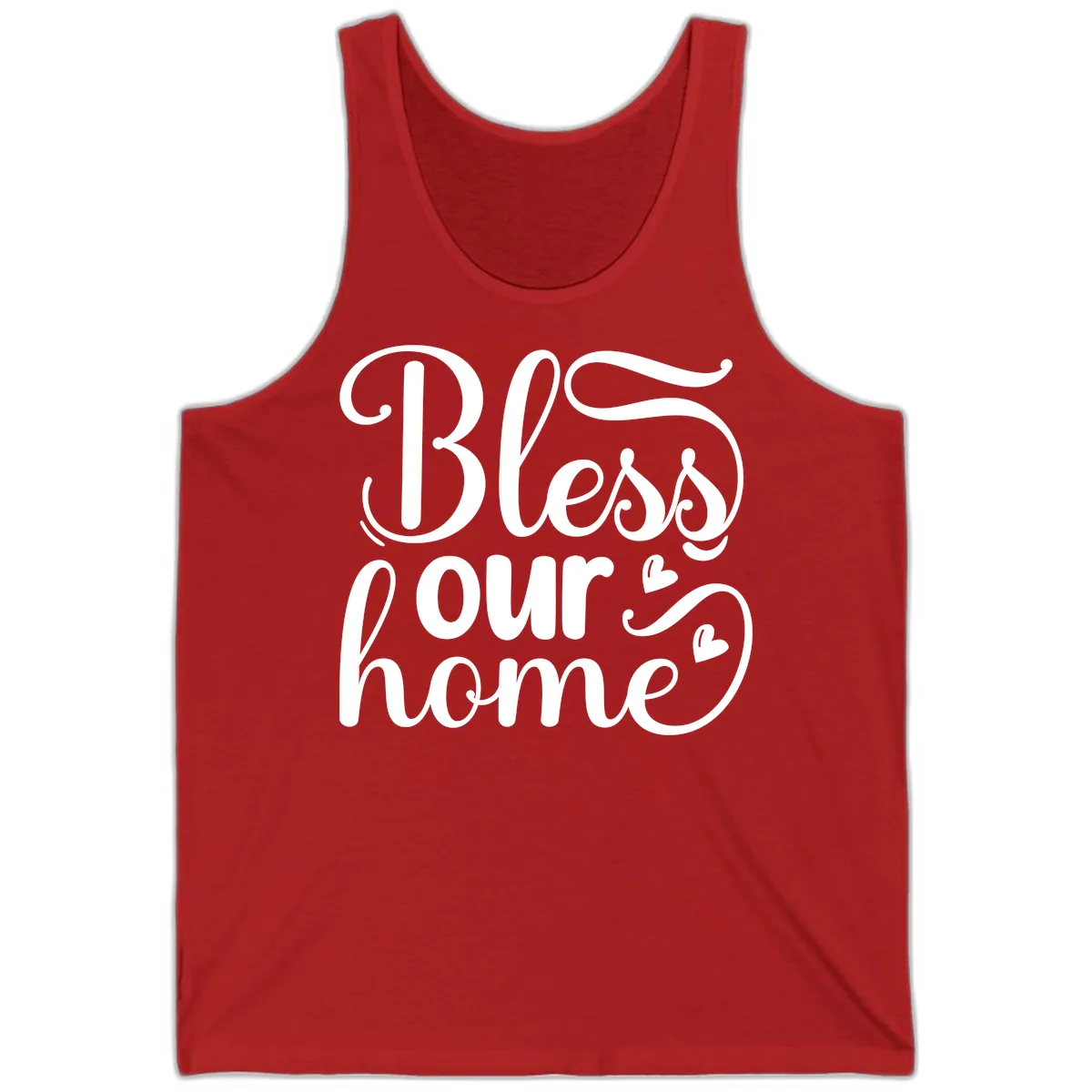 Bless Our Home Script Typography Tank in Red