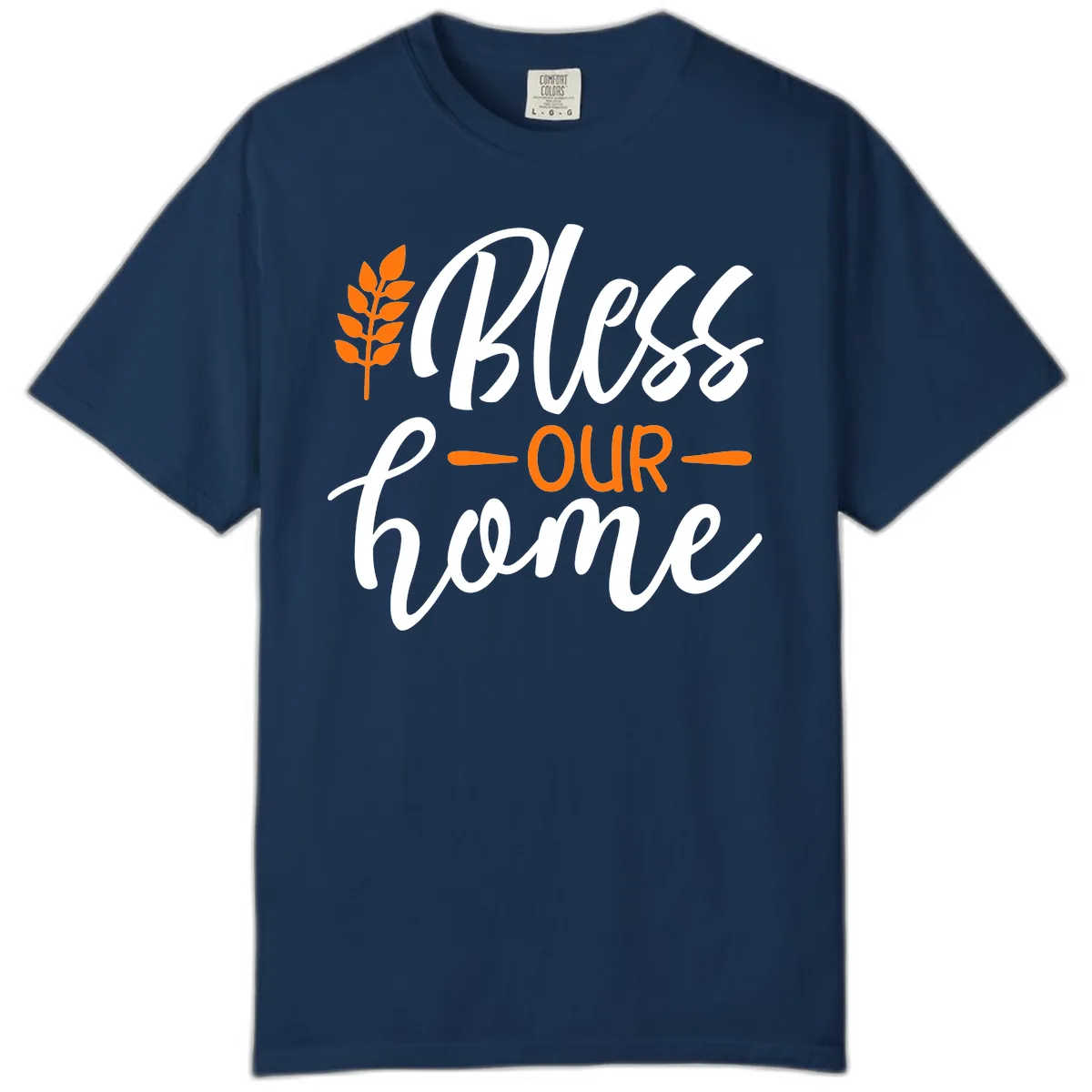 Bless Our Home Autumn Wheat Design Comfort Color in Navy