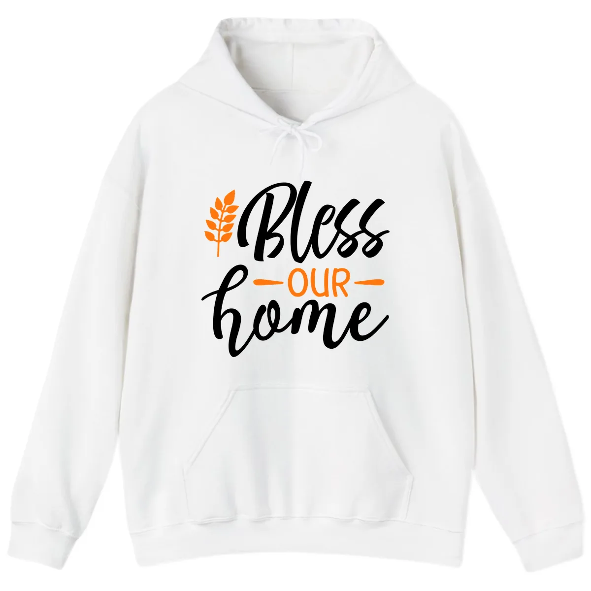 Bless Our Home Autumn Wheat Design Hoodie in White