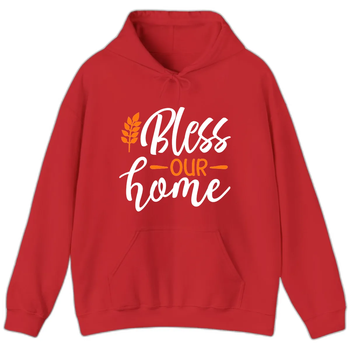 Bless Our Home Autumn Wheat Design Hoodie in Red