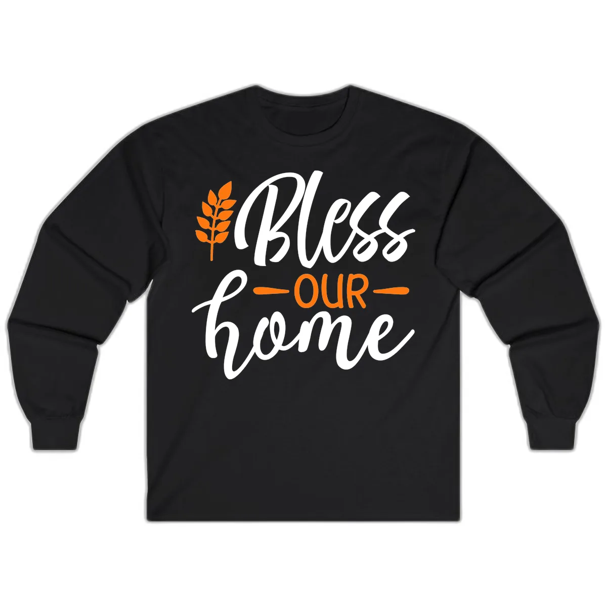 Bless Our Home Autumn Wheat Design Long Sleeve in Black