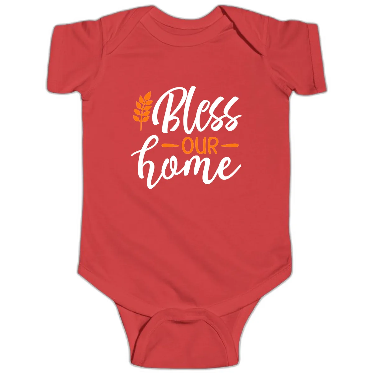 Bless Our Home Autumn Wheat Design Baby Onesie in Red