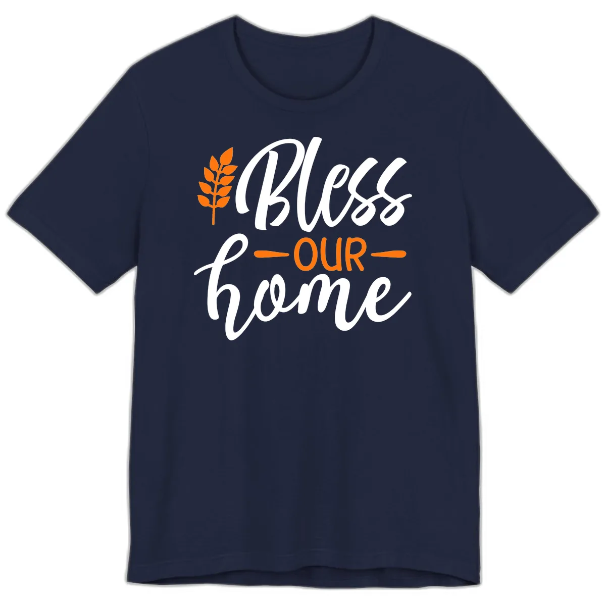 Bless Our Home Autumn Wheat Design Premium T-Shirt in Navy
