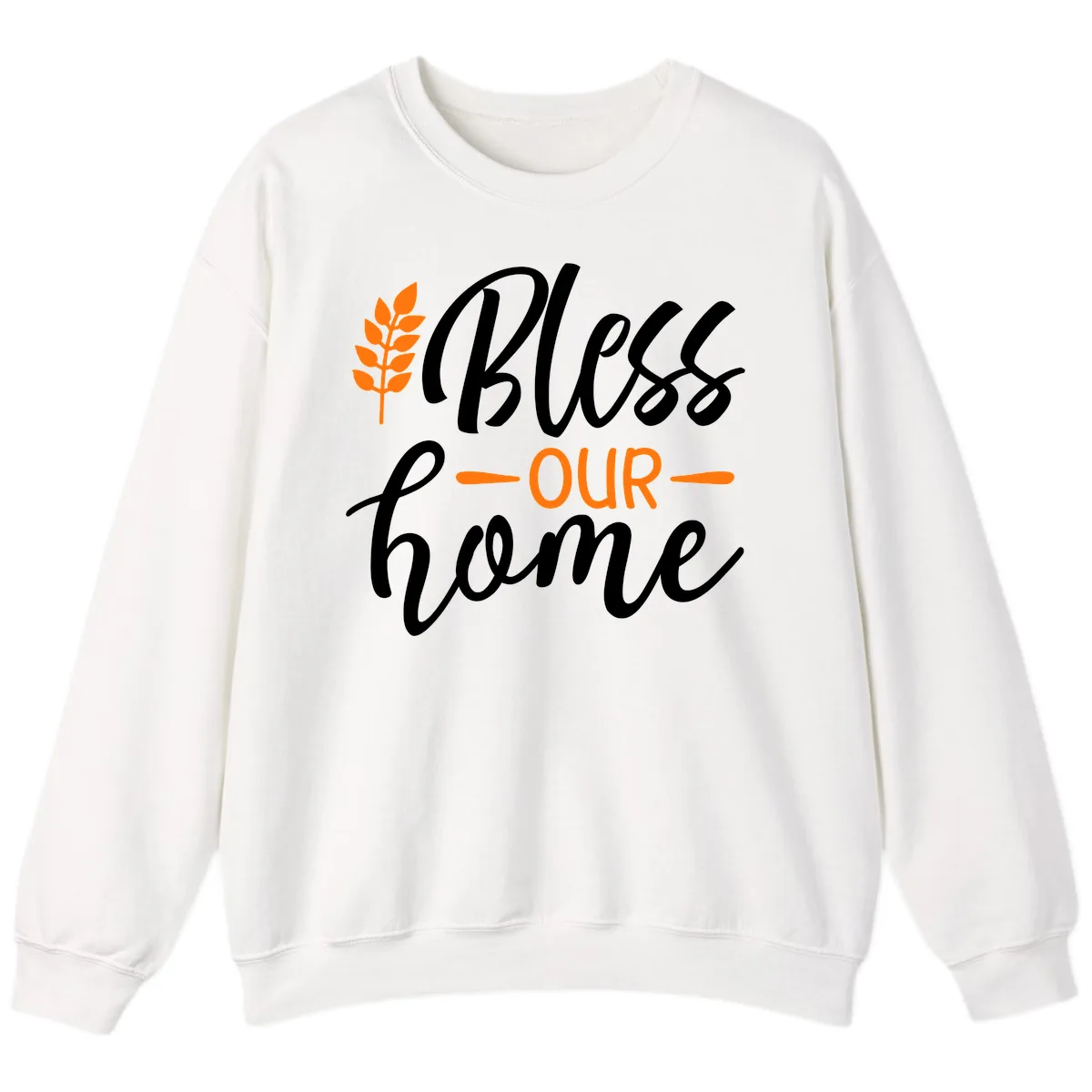 Bless Our Home Autumn Wheat Design Sweatshirt in White