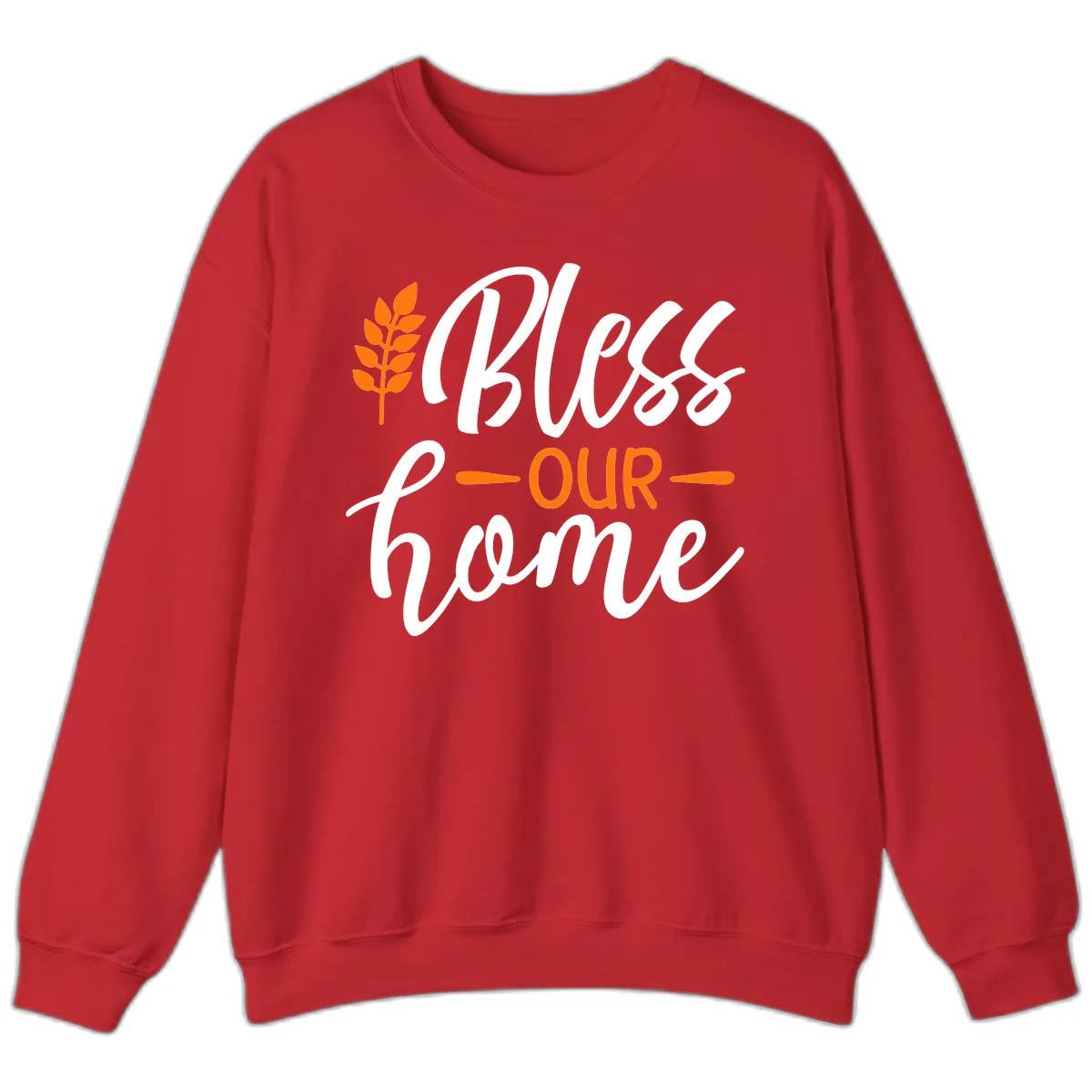 Bless Our Home Autumn Wheat Design Sweatshirt in Red
