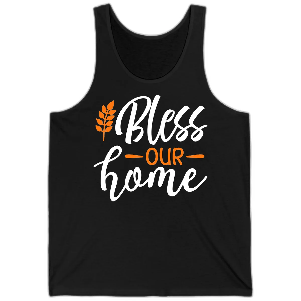 Bless Our Home Autumn Wheat Design Tank in Black
