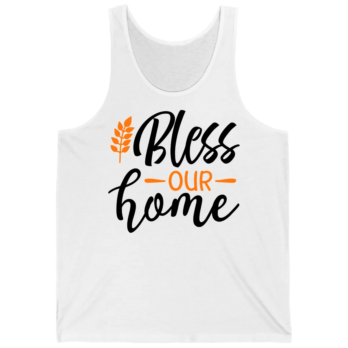 Bless Our Home Autumn Wheat Design Tank in White