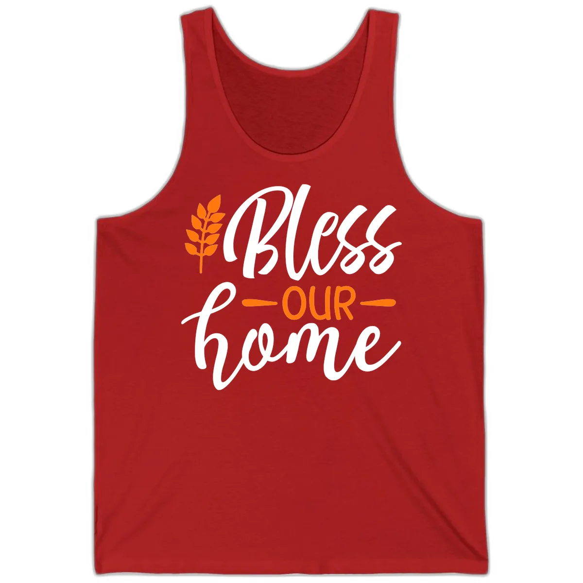 Bless Our Home Autumn Wheat Design Tank in Red
