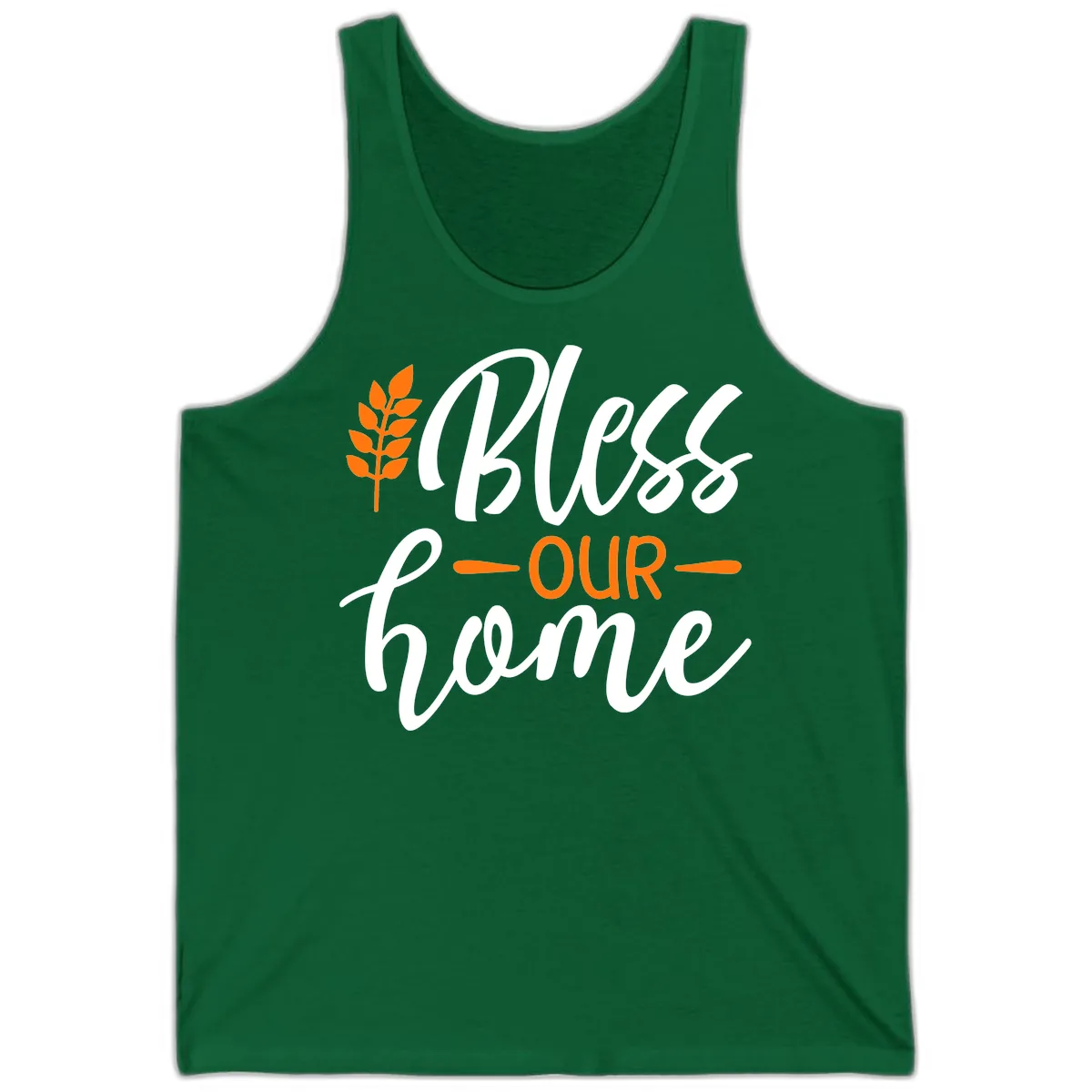 Bless Our Home Autumn Wheat Design Tank in Kelly