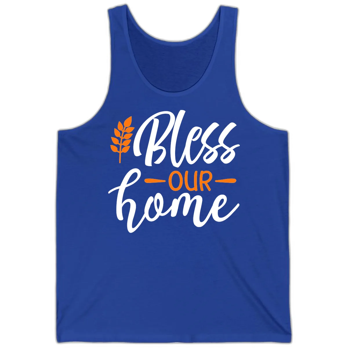 Bless Our Home Autumn Wheat Design Tank in True Royal