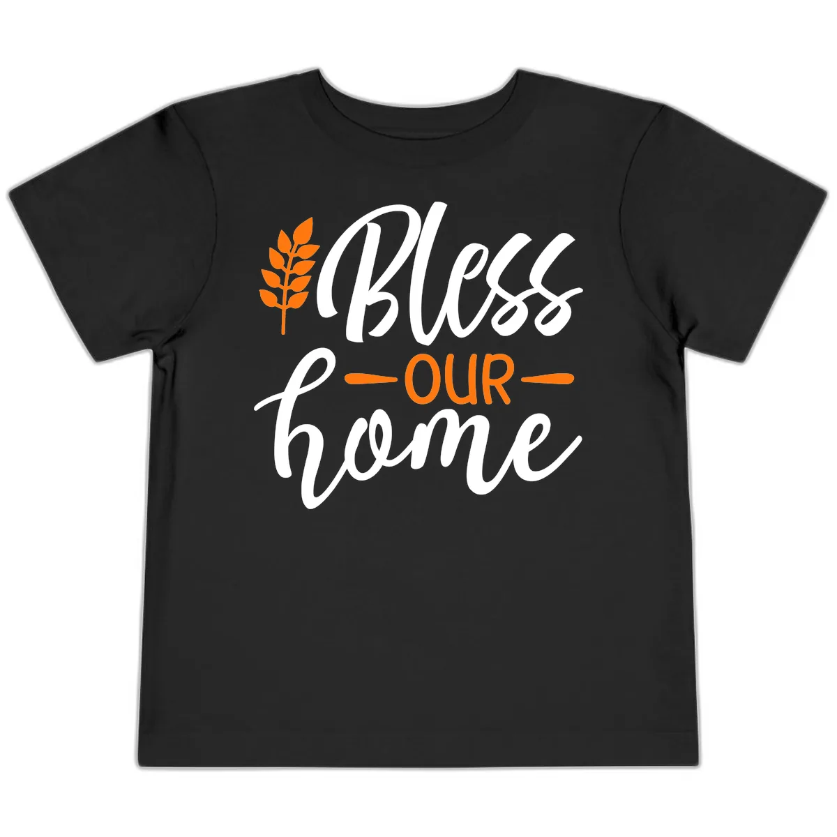 Bless Our Home Autumn Wheat Design Toddler T-Shirt in Black