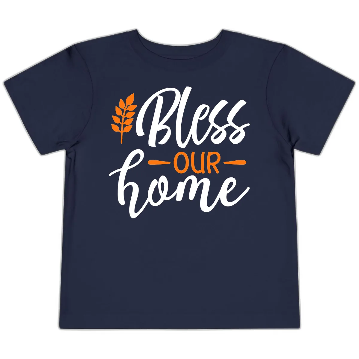 Bless Our Home Autumn Wheat Design Toddler T-Shirt in Navy