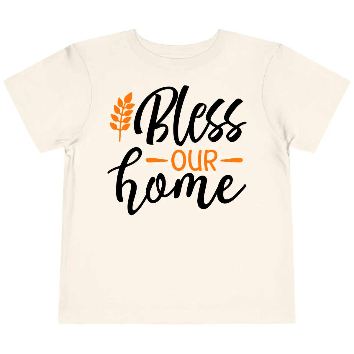 Bless Our Home Autumn Wheat Design Toddler T-Shirt in Natural
