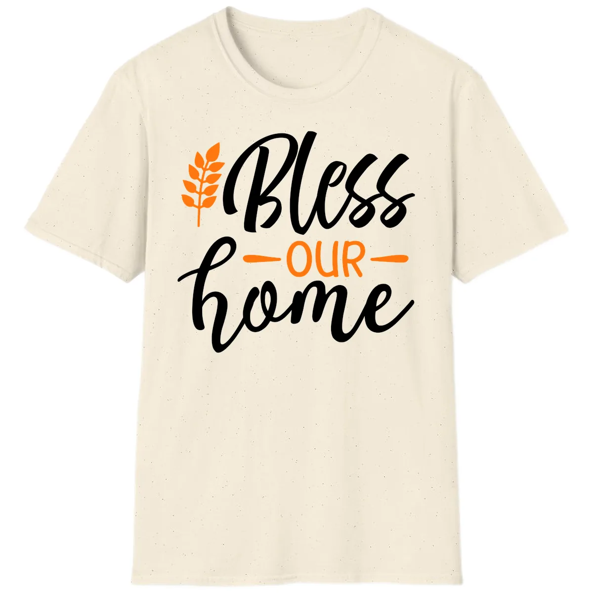 Bless Our Home Autumn Wheat Design T-Shirt in Natural